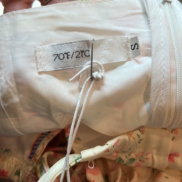 NWT 70/21 Floral Puff Sleeve Drawstring High Slit Dress Size S - Picture 7 of 9